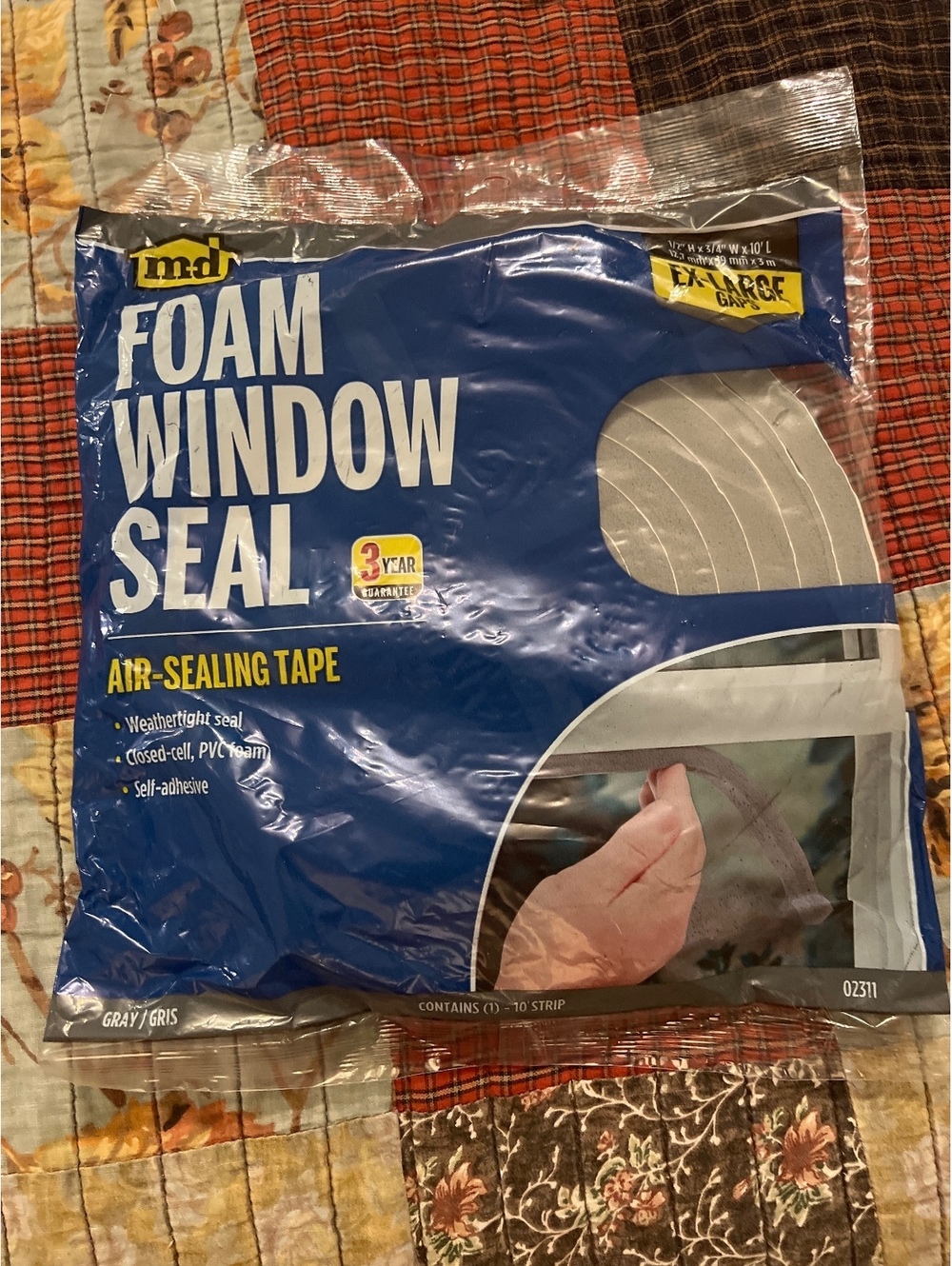 m-d Foam Window Seal Air-Sealing Tape Gray 10 Strip Weatherproof